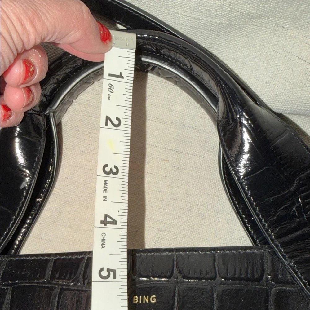 ANINE BING Black Croc-Embossed Satchel with Top Handles - Picture 9 of 14
